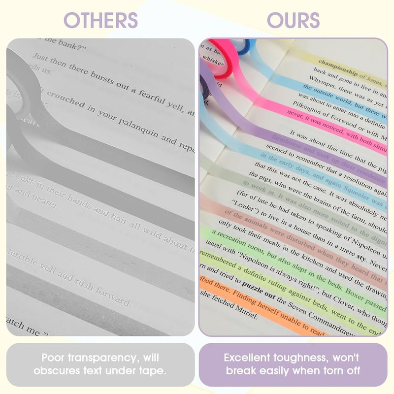 Ubamdom 20 Rolls Highlighter Tape, 0.24 inch X 16.4 ft Bible Strips, Colored Non-Transparent Book Highlighter Strips, Removable Fluorescent Neon Tape Annotation for Teachers Students Reading Home Office - Image 5